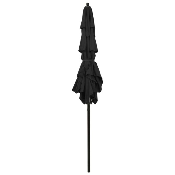 vidaXL Parasol de jardin à 3 niveaux avec mât en aluminium noir 2x2 m