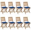 vidaXL Chaises pliantes 8 pi&egrave;ces avec coussins en bois d'acacia massif