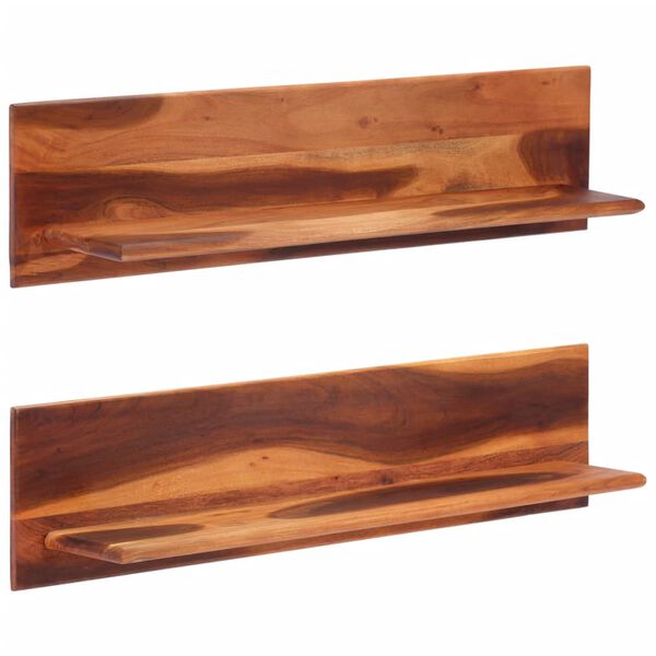 vidaXL &Eacute;tag&egrave;res murales 2 pcs 112x20x26 cm bois massif d'acacia