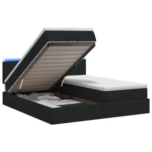 vidaXL Lit coffre avec matelas et LED Noir 160 x 200 cm Tissu