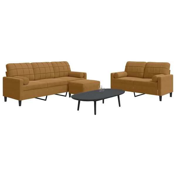 vidaXL Ensemble de canapés 3 pcs avec coussins et traversins velours