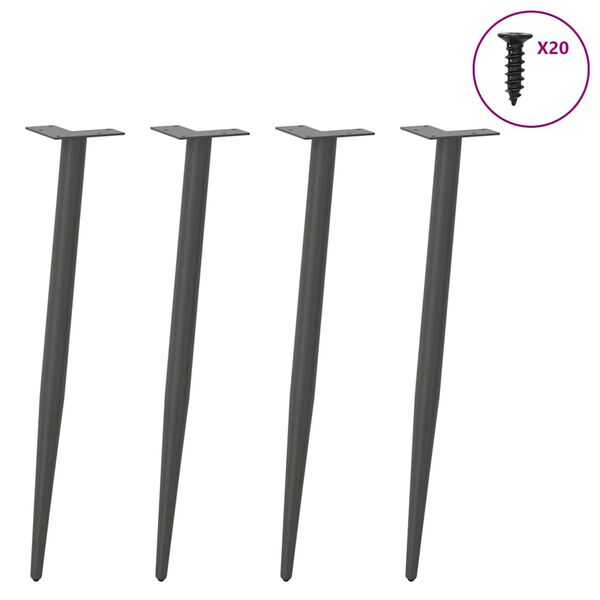 vidaXL Pieds de table console forme conique 4 pi&egrave;ces Anthracite 72-73 cm Acier