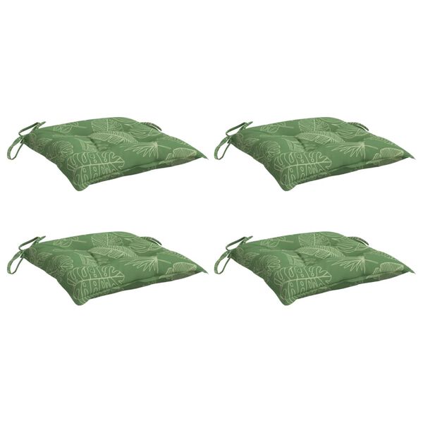 vidaXL Coussins de chaise lot de 4 &agrave; motif de feuilles 40x40x7 cm