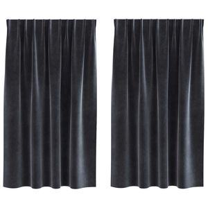 vidaXL Rideaux occultants 2 pcs Gris fonc&eacute; 140 x 140 cm Velours