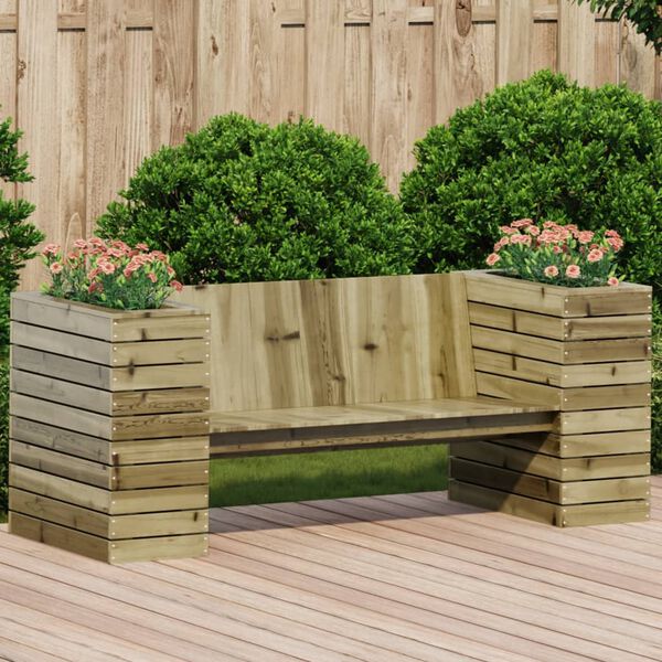 vidaXL Banc avec jardinières 167,5x60x65 cm bois de pin imprégné