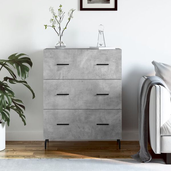 vidaXL Buffet gris b&eacute;ton 69,5x34x90 cm bois d'ing&eacute;nierie