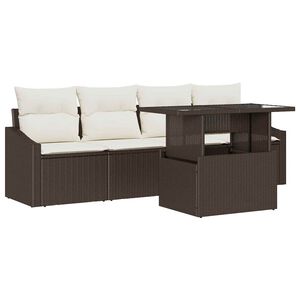 vidaXL Ensemble de canap&eacute; de jardin 5 pc Marron polyrotin