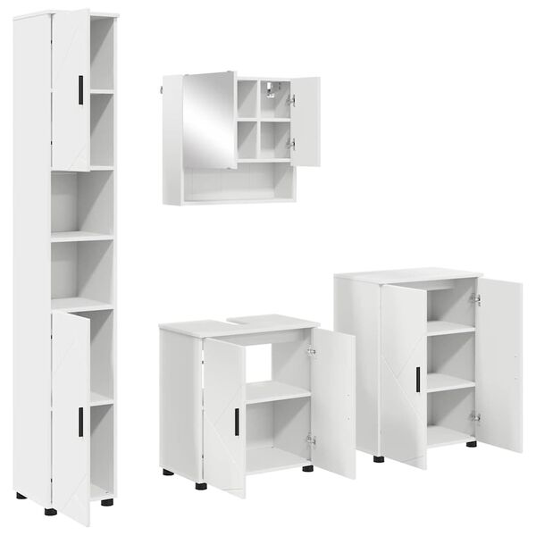 vidaXL Ensemble de mobilier de salle de bain Montage mural 4 pcs Blanc