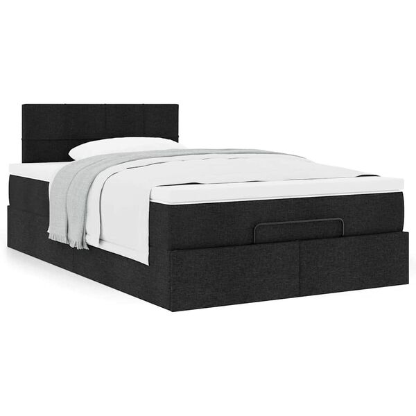 vidaXL Lit ottoman avec matelas noir 120x190 cm tissu