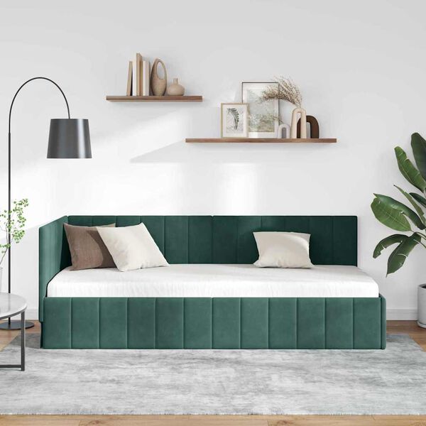 vidaXL Cadre de lit d'angle Vert fonc&eacute; 80 cm x 200 cm Velours