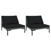 vidaXL Canap&eacute;s de jardin 2 pcs avec coussins R&eacute;sine tress&eacute;e demi-ronde