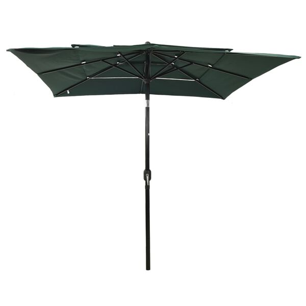 vidaXL Parasol de jardin à 3 niveaux avec mât en aluminium vert