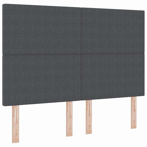 vidaXL T&ecirc;te de lit LED avec des lumi&egrave;res &agrave; LED Gris fonc&eacute; 144 cm tissu