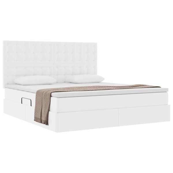 vidaXL Lit de Rangement Blanc pur 160 x 200 cm Cuir synth&eacute;tique