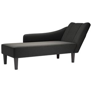 vidaXL Fauteuil long avec accoudoir droit noir tissu