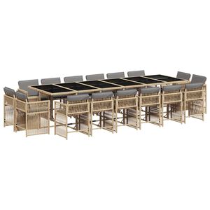 vidaXL Ensemble &agrave; manger de jardin et coussins 17 pcs m&eacute;lange beige