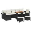 vidaXL Ensemble de canap&eacute; de jardin avec coussin 10 pcs Noir polyrotin