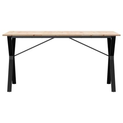 vidaXL Table à manger cadre en Y 140x80x75 cm bois de pin massif fonte