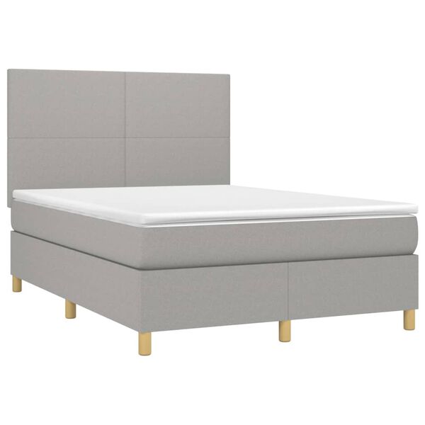 vidaXL Sommier &agrave; lattes de lit et matelas et LED Gris clair 140x190 cm