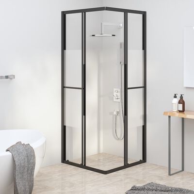 vidaXL Cabine de douche ESG semi-dépoli 80x80x180 cm Noir