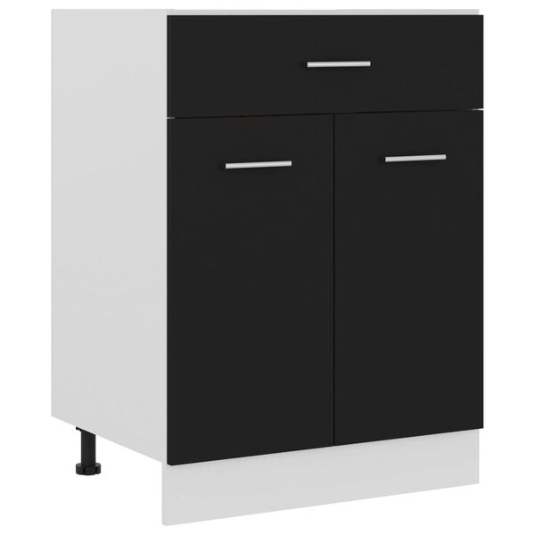 vidaXL Armoire &agrave; tiroirs "Lyon" Noir 60 x 46 x 81,5 cm Bois d'ing&eacute;nierie
