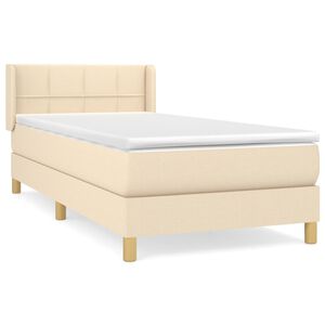 vidaXL Sommier &agrave; lattes de lit avec matelas Cr&egrave;me 90x200 cm Tissu