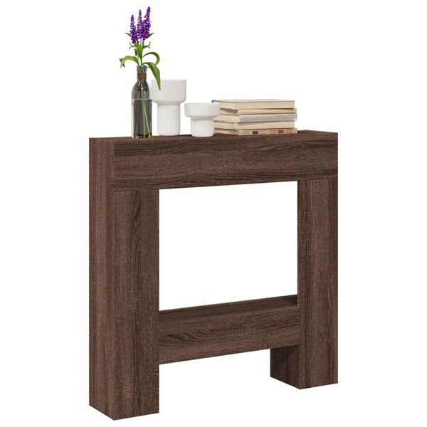 VidaXL Cadre de chemin&eacute;e ch&ecirc;ne marron 81x18x82 cm bois d'ing&eacute;nierie