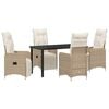 vidaXL Ensemble de salle &agrave; manger pour jardin 5 pcs Beige polyrotin