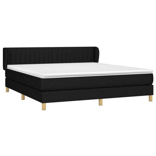 vidaXL Sommier &agrave; lattes de lit avec matelas Noir 180x200 cm Tissu