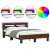 vidaXL Cadre de lit avec LED sans matelas ch&ecirc;ne marron 135x190 cm