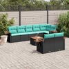 vidaXL Salon de jardin 9 pcs avec coussins noir r&eacute;sine tress&eacute;e