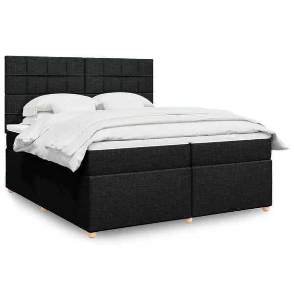 vidaXL Sommier &agrave; lattes de lit avec matelas Noir 200x200 cm Tissu