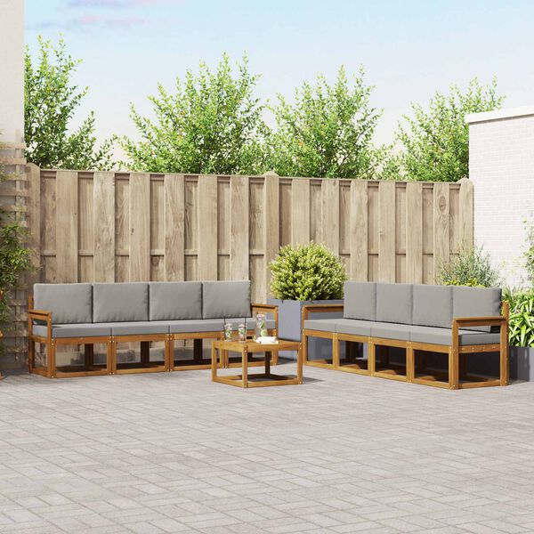 vidaXL Ensemble de canap&eacute;s d'ext&eacute;rieur 9 pcs Gris Naturel et Clair