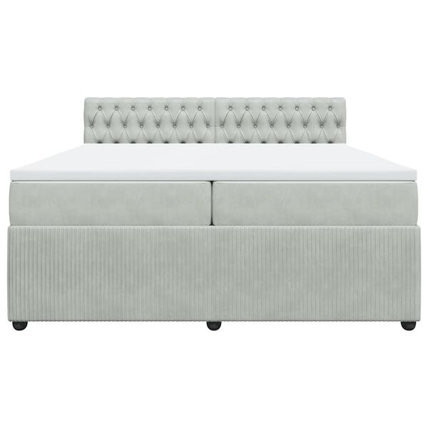 vidaXL Sommier &agrave; lattes de lit et matelas Gris clair 200x200cm Velours