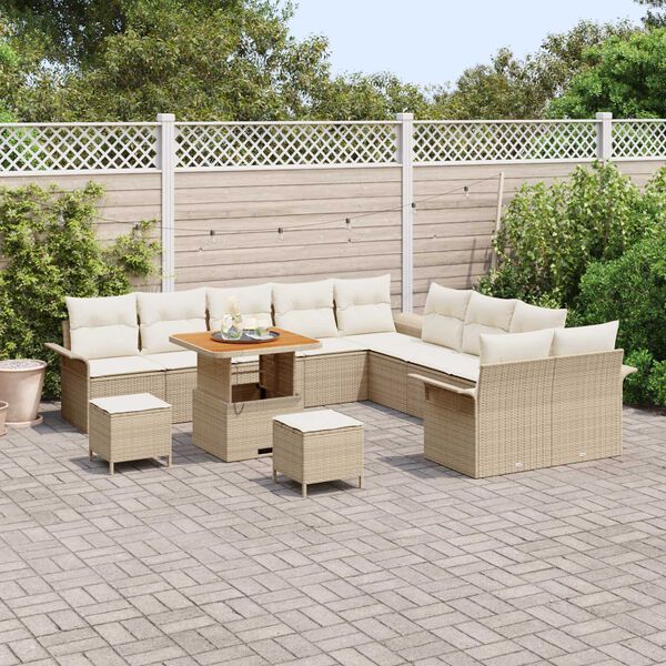 vidaXL Ensemble de canapé de jardin 13 pcs Beige polyrotin