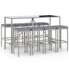 vidaXL Ensemble de bar de jardin 9 pcs avec coussins gris poly rotin