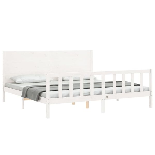 vidaXL Cadre de lit sans matelas blanc 200x200 cm bois massif de pin