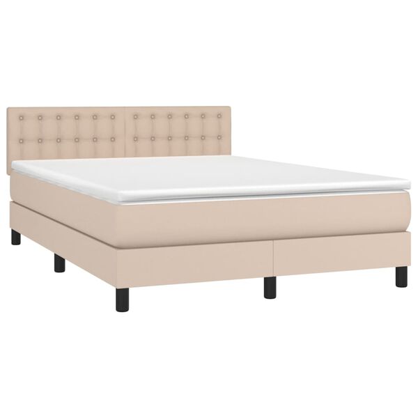 vidaXL Sommier &agrave; lattes de lit avec matelas LED Cappuccino 140x200 cm