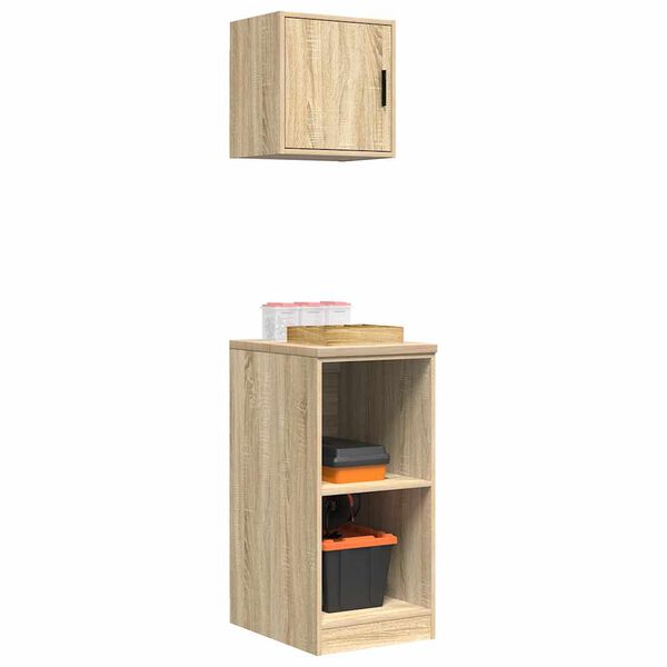 vidaXL Armoires de garage 2 pcs ch&ecirc;ne sonoma bois d'ing&eacute;nierie