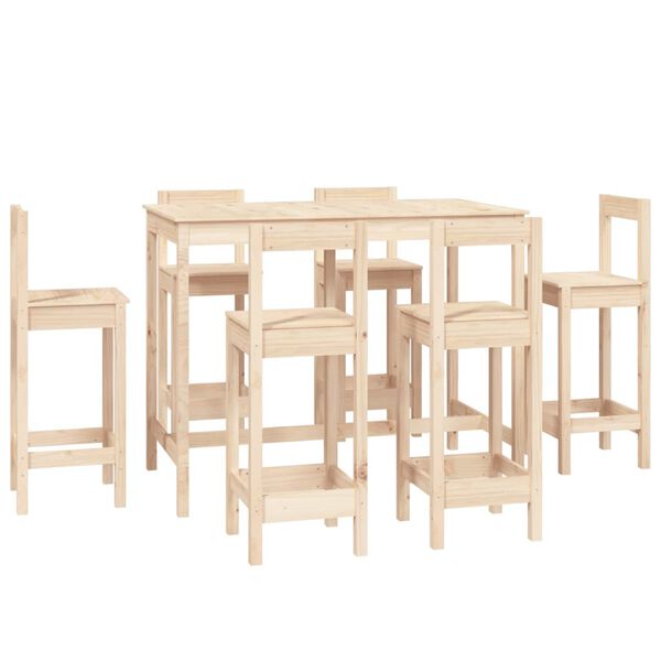 vidaXL Ensemble de bar 7 pcs Bois de pin massif