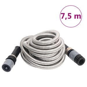 vidaXL Tuyau d'arrosage buse de pulv&eacute;risation argent&eacute; 0,6" 7,5 m inox