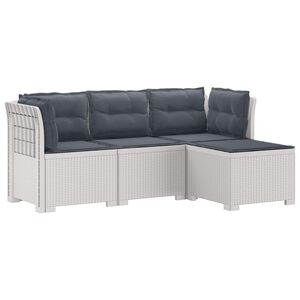 vidaXL Canap&eacute; de jardin 4 places avec coussins style rotin PP Blanc