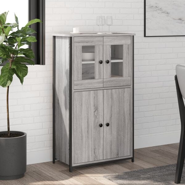 vidaXL Buffet haut sonoma gris 62x32x106,5 cm bois d'ing&eacute;nierie