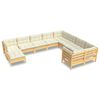 vidaXL Salon de jardin 10 pcs avec coussins cr&egrave;me Bois de pin