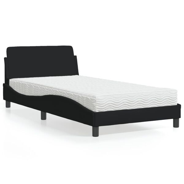 vidaXL Lit avec matelas Dover noir 100x200 cm tissu