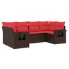 vidaXL Ensemble de canap&eacute; de jardin 6 pcs avec coussins marron r&eacute;sine tress&eacute;e