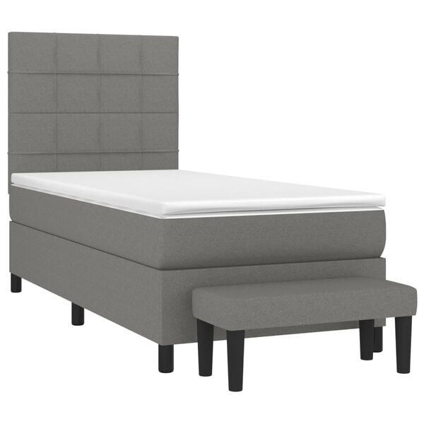vidaXL Sommier &agrave; lattes de lit avec matelas Gris fonc&eacute; 80x200 cm Tissu