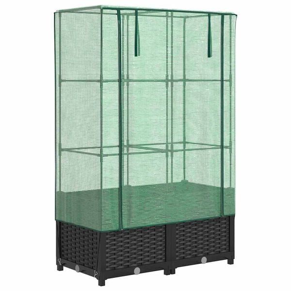 vidaXL Jardini&egrave;re sur&eacute;lev&eacute;e avec housse aspect rotin 80x40x138 cm