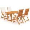 vidaXL Ensemble &agrave; manger de jardin 5 pcs coussins Bois de teck massif