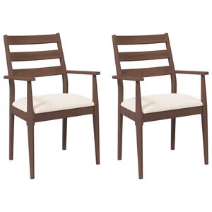 vidaXL Chaises de salle &agrave; manger avec coussins (2 pcs) bois massif marron caoutchouc